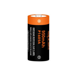 Акумулятор Vapcell P1609A 16340/RCR123A 3.6V 950mAh Li-ion INR, захищений Button Top, 1 шт (16.5×34.3 мм) Акумулятор Vapcell P1609A 16340/RCR123A 3.6V 950mAh Li-ion INR, захищений Button Top, 1 шт (16.5×34.3 мм)