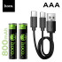 Акумулятори Hoco JA4 AAA 1.5V 1200mWh Li-ion з USB-C, 2 шт Акумулятори Hoco JA4 AAA 1.5V 1200mWh Li-ion з USB-C, 2 шт