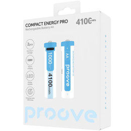 Акумулятори Proove Compact Energy Pro AA Li-ion 1,5V 4100mWh USB-C, до 1000 циклів, 14,5×50,5 мм, 2 шт Акумулятори Proove Compact Energy Pro AA Li-ion 1,5V 4100mWh USB-C, до 1000 циклів, 14,5×50,5 мм, 2 шт