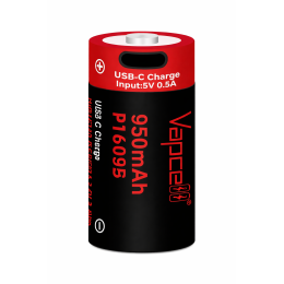 Акумулятор Vapcell P1609B 16340 RCR123A 3.6V 950mAh Li-ion USB-C, захищений Button Top, 1 шт (16.5×34.3 мм) Акумулятор Vapcell P1609B 16340 RCR123A 3.6V 950mAh Li-ion USB-C, захищений Button Top, 1 шт (16.5×34.3 мм)