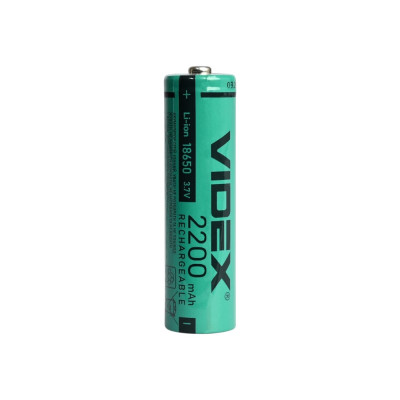 Акумулятор VIDEX Li-ion 18650 3.7V 2200mAh (18×65мм) – надійний перезаряджуваний елемент живлення для ліхтарів, інструментів та електроніки