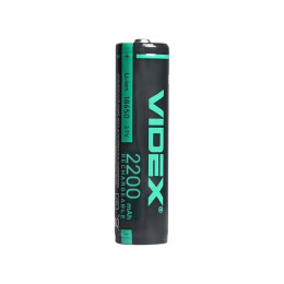 Акумулятор VIDEX Li-ion 18650 3.7V 2200mAh (18×70мм) із захистом – надійний перезаряджуваний елемент живлення для ліхтарів, електроніки та акумуляторних збірок Акумулятор VIDEX Li-ion 18650 3.7V 2200mAh (18×70мм) із захистом – надійний перезаряджуваний елемент живлення для ліхтарів, електроніки та акумуляторних збірок