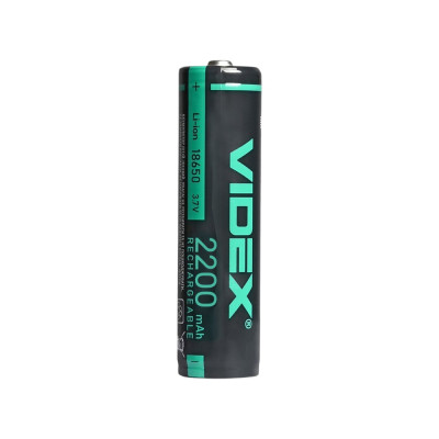 Акумулятор VIDEX Li-ion 18650 3.7V 2200mAh (18×70мм) із захистом – надійний перезаряджуваний елемент живлення для ліхтарів, електроніки та акумуляторних збірок
