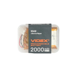 Акумулятор VIDEX Li-pol VLF-B103450-20 3.7V 2000mAh (50×34×10мм) – літій-полімерний елемент живлення для налобних ліхтарів VLF-H025C, H035C, H045Z, H147, H189, 1 шт