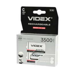 Акумулятори VIDEX Ni-MH HR14/C 1.2V 3500mAh (2 шт, double blister) – потужні перезаряджувані елементи живлення для ліхтарів, іграшок, побутової техніки та аудіопристроїв