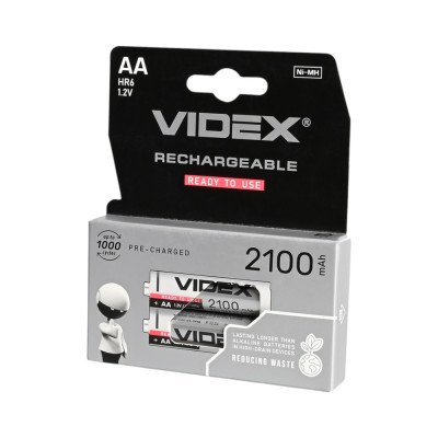 Акумулятори VIDEX Ni-MH HR6/AA 1.2V 2100mAh (2 шт, double blister) – потужні перезаряджувані елементи живлення для ліхтарів, фотоапаратів, іграшок та побутової техніки Акумулятори VIDEX Ni-MH HR6/AA 1.2V 2100mAh (2 шт, double blister) – потужні перезаряджувані елементи живлення для ліхтарів, фотоапаратів, іграшок та побутової техніки