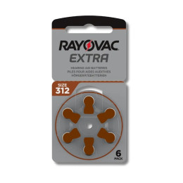 Батарейки Rayovac Extra ZA312 / PR41 1.45V Zinc Air, 6 шт (7.8×3.45 мм) - для слухових апаратів