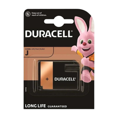 Батарейка Duracell J / 4LR61 / 539 / 7K67 Alkaline 6V 25.2×15.9×44.9 мм (1 шт) – лужна батарейка для медичних приладів, пейджерів, фотообладнання Батарейка Duracell J / 4LR61 / 539 / 7K67 Alkaline 6V 25.2×15.9×44.9 мм (1 шт) – лужна батарейка для медичних приладів, пейджерів, фотообладнання