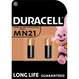 Батарейка Duracell MN21 A23 12V 2шт (10.3×28.5мм) – алкалінові елементи живлення для пультів, сигналізацій, бездротових пристроїв