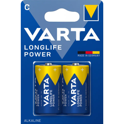 Батарейка Varta Longlife Power C LR14 Alkaline 1.5V, 2шт – лужні батарейки для іграшок, ліхтарів та радіоприймачів