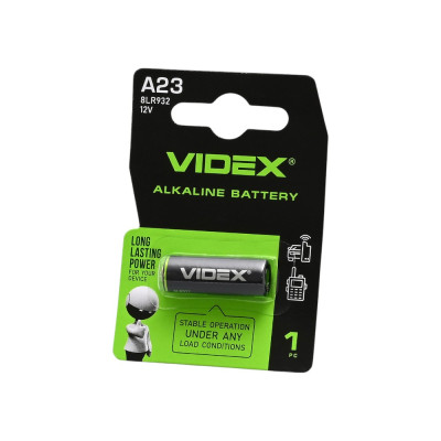 Батарейка Videx A23 (E23A) Alkaline 12V D10×28мм, 1шт – для пультов сигнализаций, дверных звонков и электроники Батарейка Videx A23 (E23A) Alkaline 12V D10×28мм, 1шт – для пультов сигнализаций, дверных звонков и электроники
