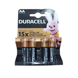 Батарейки AA Alkaline 1.5V Duracell LR6/MN1500 4 шт (14.5×50.5мм) – щелочные элементы питания для пультов, игрушек, фонарей и электронных устройств