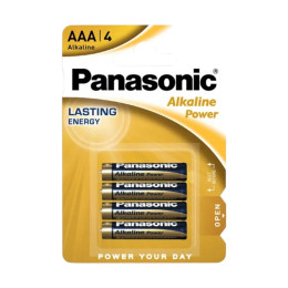 Батарейки Panasonic LR03 / AAA 1.5V Alkaline Power 4шт – щелочные элементы питания для пультов, игрушек, часов