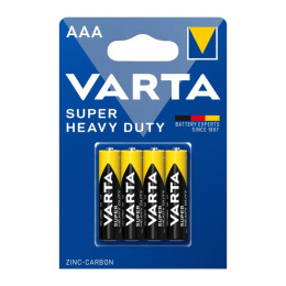 Батарейки VARTA Super Heavy Duty AAA / R03 1.5V Zinc-Carbon D10.5×H44.5 мм (4 шт) – цинк-угольные батарейки для пультов, часов, игрушек