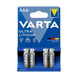 Батарейки VARTA Ultra Lithium AAA / LR03 1.5V FR10G445 D10.5×H44.5 мм (4 шт) – профессиональные литиевые батарейки для фототехники, фонарей, датчиков