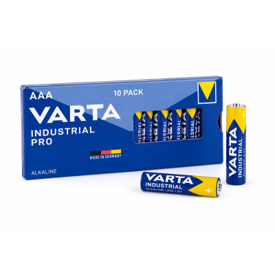 Батарейки Varta Industrial Pro AAA (LR03) 1.5V лужні, 10 шт в упаковці – промислова серія для техніки та електроніки Батарейки Varta Industrial Pro AAA (LR03) 1.5V лужні, 10 шт в упаковці – промислова серія для техніки та електроніки
