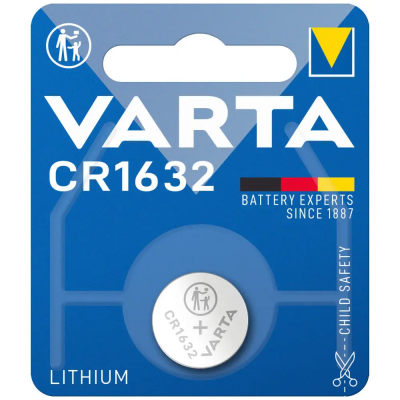 Батарейка Varta CR1632 Lithium 3V 140mAh D16×3.2мм, 1шт – літієва дискова батарейка для електроніки та годинників