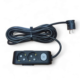 Подовжувач чорний із заземленням, вимикачем та захисними шторками 16А (3,5 кВт) 2 розетки 10 метрів, IP20
