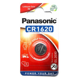 Батарейка Panasonic CR1620 3V Lithium 75mAh, 1 шт (16×2.0 мм) - для годинників, автоключів і пультів