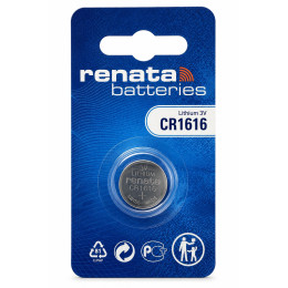 Батарейка Renata CR1616 3V Lithium 50mAh, 1 шт (16×1.6 мм) - літієва кнопкова батарейка для годинників, автоключів і пультів