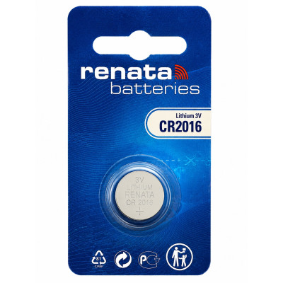Батарейка Renata CR2016 MFR 3V Lithium 90mAh, 1 шт (20×1.6 мм) - літієва кнопкова батарейка для ваг і електроніки
