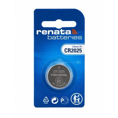 Батарейка Renata CR2025 MFR 3V Lithium 165mAh, 1 шт (20×2.5 мм) - литиевая кнопочная батарейка для автоключей, весов и пультов Батарейка Renata CR2025 MFR 3V Lithium 165mAh, 1 шт (20×2.5 мм) - литиевая кнопочная батарейка для автоключей, весов и пультов