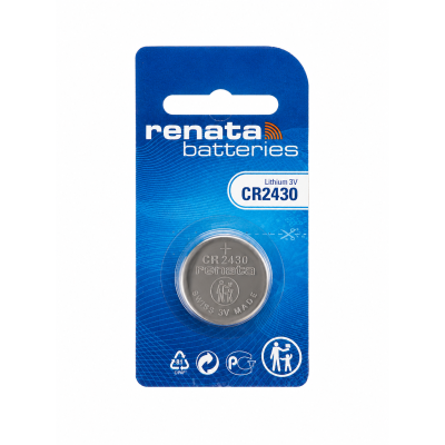 Батарейка Renata CR2430 3V Lithium 285mAh, 1 шт (24.5×3.0 мм) - літієва кнопкова батарейка для автоключів, ваг і електроніки
