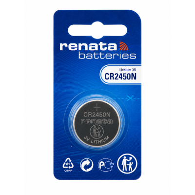 Батарейка Renata CR2450N 3V Lithium 540mAh, 1 шт (24.5×5 мм) - литиевая кнопочная батарейка для автоключей и электроники Батарейка Renata CR2450N 3V Lithium 540mAh, 1 шт (24.5×5 мм) - литиевая кнопочная батарейка для автоключей и электроники