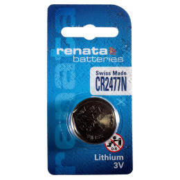 Батарейка Renata CR2477N 3V Lithium 950mAh, 1 шт (24.5×7.7 мм) - літієва кнопкова батарейка для датчиків і сигналізацій