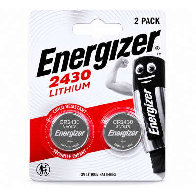 Батарейки Energizer CR2430 3V Lithium 320mAh, 2 шт (24.5×3.0 мм)