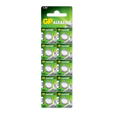 Батарейки GP 189 / AG10 / LR1130 Alkaline 1.5V 44mAh, 10 шт