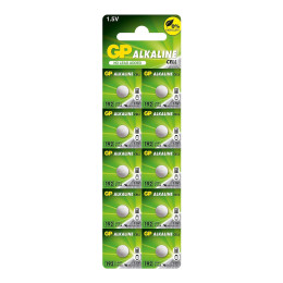 Батарейки GP 192 (LR41, AG3, V3GA) 1.5V Alkaline 24mAh, 10 шт (7.9×3.6 мм)