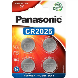 Батарейки Panasonic CR2025 3V Lithium 165mAh, 4 шт (20×2.5 мм) - для пультів, ваг і автоключів