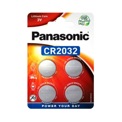 Батарейки Panasonic CR2032 3V Lithium 220mAh, 4 шт (20×3.2 мм) - для ваг, пультів і автоключів