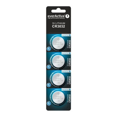 Батарейки everActive CR3032 3V 580mAh, 4 шт (30×3.2 мм)
