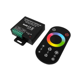 RGB-контролер AVT #168 12–24 В, 18 А із сенсорним RF-пультом — керування стрічкою без прямої видимості