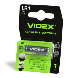 Батарейка Videx LR1 N Alkaline 1.5V D12×30мм, 1шт – лужний елемент живлення міні-розміру для електроніки