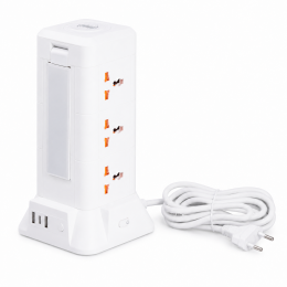 Мережевий фільтр Yiwu TOWER HP-5-7MF 9 розеток, 4,8 м, LED-лампа, USB-C, бездротова зарядка Мережевий фільтр Yiwu TOWER HP-5-7MF 9 розеток, 4,8 м, LED-лампа, USB-C, бездротова зарядка