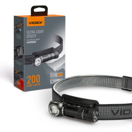 Налобно-портативний ліхтар VIDEX VLF-A056H 200Lm 5000K, Li-ion AA 2200mAh, USB-C, IP68, червоне світло Налобно-портативний ліхтар VIDEX VLF-A056H 200Lm 5000K, Li-ion AA 2200mAh, USB-C, IP68, червоне світло