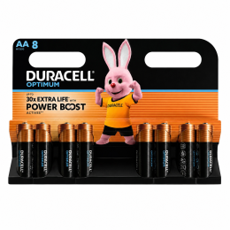 Батарейки Duracell Optimum AA LR6 1.5V лужні, 8 шт у блістері - для енергоємних пристроїв Батарейки Duracell Optimum AA LR6 1.5V лужні, 8 шт у блістері - для енергоємних пристроїв