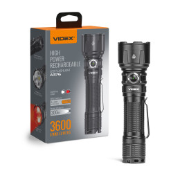 Ліхтар VIDEX VLF-A376 3600Lm 5000K, 21700 4000mAh, USB-C, біле/червоне світло, IP68 Ліхтар VIDEX VLF-A376 3600Lm 5000K, 21700 4000mAh, USB-C, біле/червоне світло, IP68