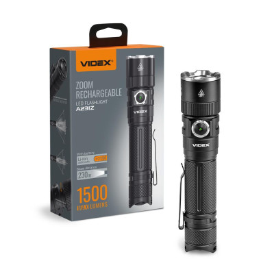 Фонарь аккумуляторный VIDEX VLF-A231Z 1500Lm, USB-C, Li-ion 21700 4000mAh, IP67, фокусировка – светодиодный мощный фонарь Фонарь аккумуляторный VIDEX VLF-A231Z 1500Lm, USB-C, Li-ion 21700 4000mAh, IP67, фокусировка – светодиодный мощный фонарь
