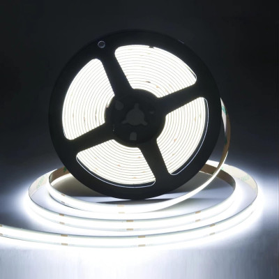 Світлодіодна стрічка BIOM COB 12V 12.5W/м 480 LED/м 6000K 8мм IP33 5м BPS-G4-12-8-COB-480-CW – холодна біла COB LED стрічка 1500Lm