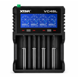Зарядний пристрій XTAR VC4SL QC3.0 для Li-ion та Ni-MH акумуляторів, 4 слоти, LCD дисплей, струм до 3A, USB-C Зарядний пристрій XTAR VC4SL QC3.0 для Li-ion та Ni-MH акумуляторів, 4 слоти, LCD дисплей, струм до 3A, USB-C