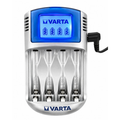 Зарядний пристрій VARTA LCD Charger для акумуляторів AA/AAA Ni-MH, 4 слоти, LCD дисплей, USB та 12V автоадаптер Зарядний пристрій VARTA LCD Charger для акумуляторів AA/AAA Ni-MH, 4 слоти, LCD дисплей, USB та 12V автоадаптер