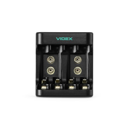 Зарядний пристрій VIDEX VCH-N402 для AA/AAA і 9V Крона Ni-MH/Ni-Cd, 4 відсіки, USB-C Зарядний пристрій VIDEX VCH-N402 для AA/AAA і 9V Крона Ni-MH/Ni-Cd, 4 відсіки, USB-C