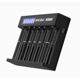 Зарядний пристрій XTAR MC6C на 6 слотів для Li-ion/Ni-MH, USB-C, 1A×3 або 0.5A×6, LCD