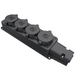 Колодка розбірна гумова BEMIS IP44 на 4 розетки із заземленням і кришками, 16А 250В – силова електророзетка вологостійка