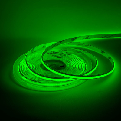 Светодиодная лента зеленая MTK electro COB 12V 9W/м 320 LED/м IP20 8мм, 5 м — сплошная подсветка