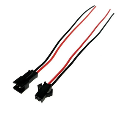 Роз’єм 2PIN чорний – штекер + гніздо із замком, з проводом 14 см для LED стрічок, живлення 12–24 V, швидке з’єднання